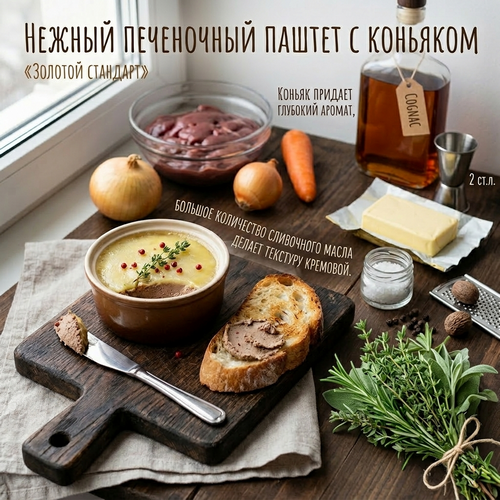 Нежный печеночный паштет с коньяком Нежный печеночный паштет с коньяком