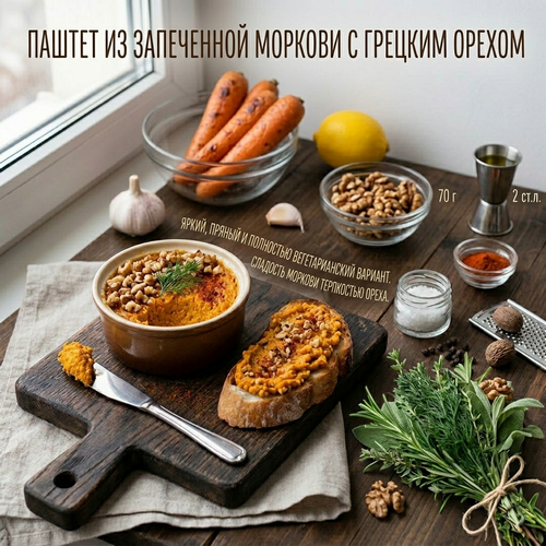 Паштет из запеченной моркови с грецким орехом