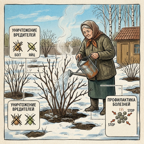Весенний «душ» для смородины