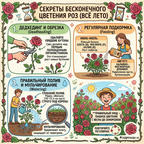как заставить розы цвести всё лето