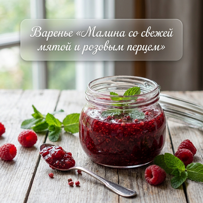 Варенье «Малина со свежей мятой и розовым перцем» Варенье «Малина со свежей мятой и розовым перцем»