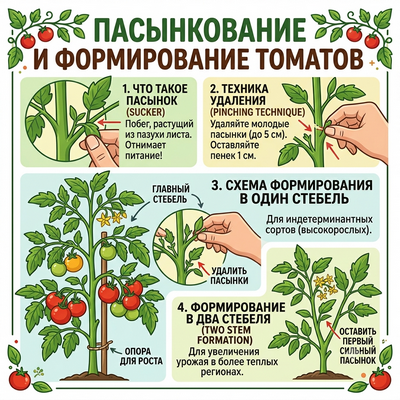 Пасынкование и формирование томатов
