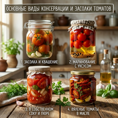 Виды консервации и засолки томатов