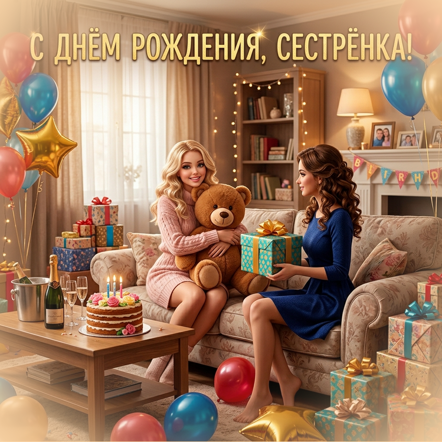 открытка. с Днём рождения сестрёнка!