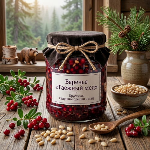 Варенье: Брусника, кедровые орешки и мед