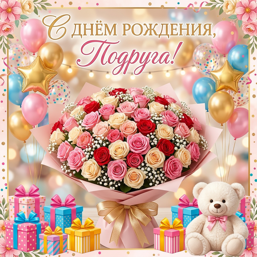 С Днём рождения, подруга! стихи