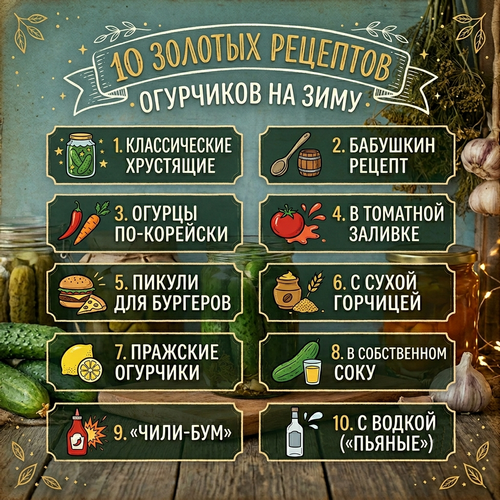 10 рецептов огурчиков на зиму