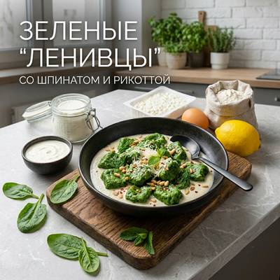 Зеленые творожные «ленивцы» со шпинатом и рикоттой Зеленые творожные «ленивцы» рецепт