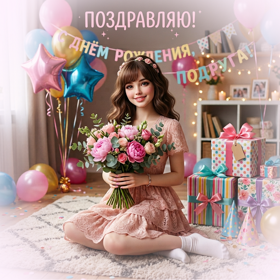 открытка с днём рождения подруга