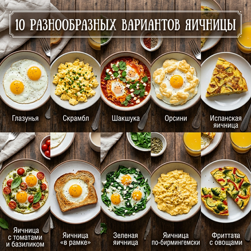 Яичница. 10 разнообразных вариантов яичница. 10 видов