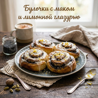 Булочки с маком и лимонной глазурью Булочки с маком